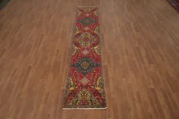 Handmade Wool Vintage Tabriz Persian Runner Rug 2x11