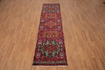 Vintage Geometric Ardebil Persian Runner Rug 3x10