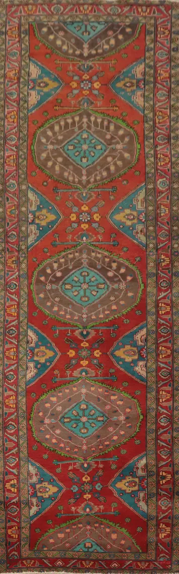 Vintage Wool Tabriz Persian Runner Rug 3x13