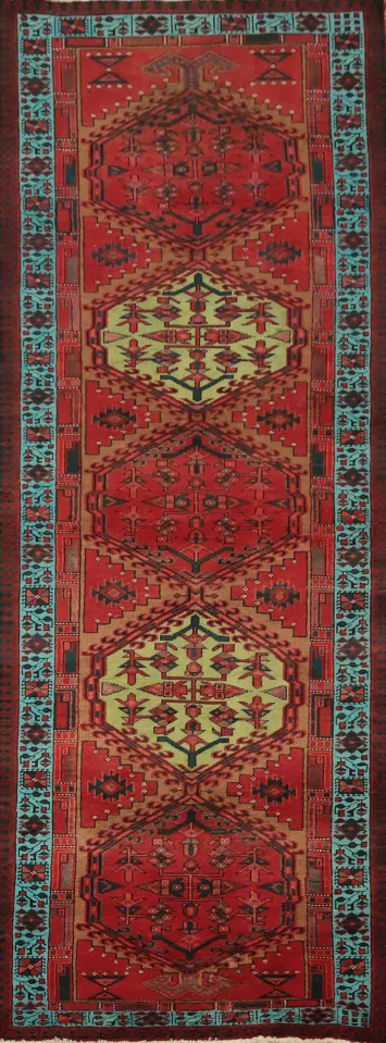 Handmade Wool Ardebil Persian Runner Rug 3x11