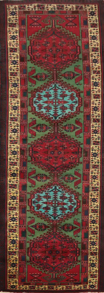 Vintage Wool Ardebil Persian Runner Rug 3x11