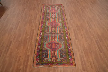 Vintage Wool Tribal Ardebil Persian Runner Rug 4x11