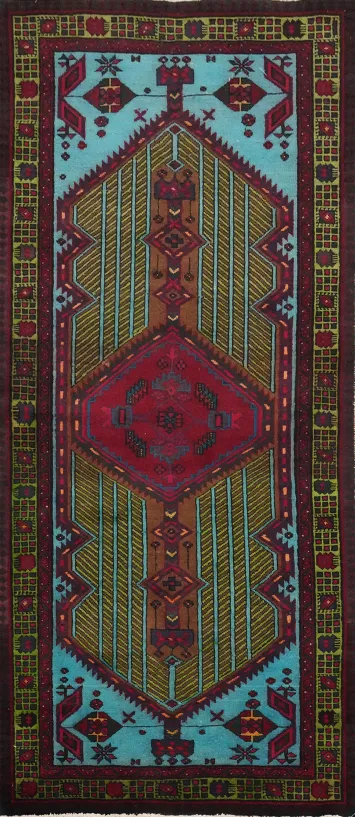 Tribal Geometric Ardebil Persian Runner Rug 3x7