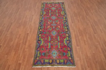 Pink Wool Geometric Tabriz Persian Runner Rug 4x10