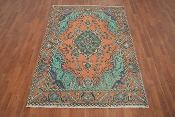 Vintage Floral Medallion Tabriz Persian Rug 4x6