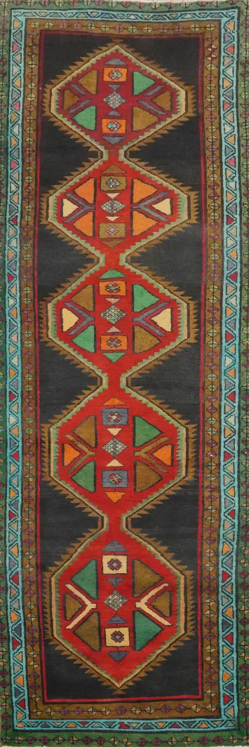 Geometric Wool Ardebil Persian Runner Rug 3x12