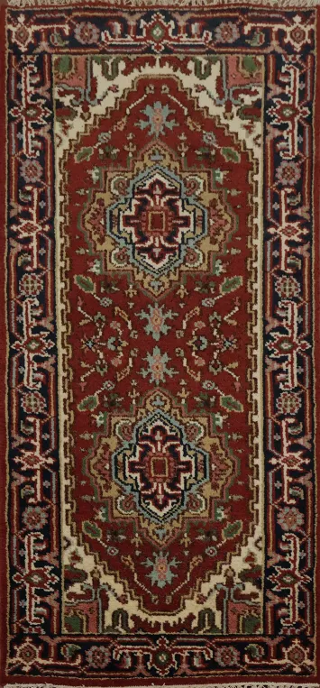 Elegant Heriz Serapi Runner Rug 2x6 with Intricate Classic Patterns
