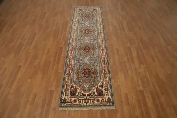 Geometric Heriz Serapi Indian Runner Rug 3x10
