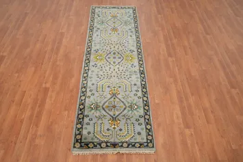 Handmade Wool Oushak Indian Runner Rug 3x8