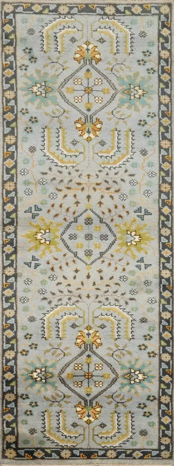 Handmade Wool Oushak Indian Runner Rug 3x8