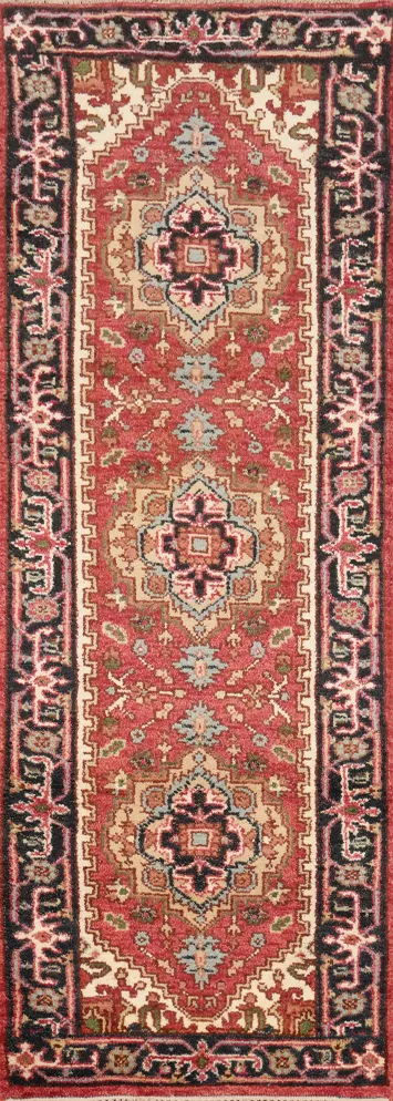 Geometric Heriz Serapi Indian Runner Rug 3x8