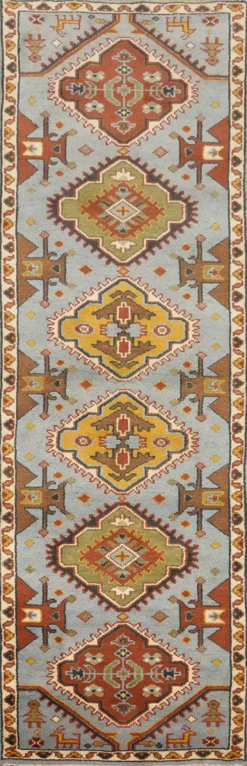 Geometric Kazak Indian Runner Rug 3x10
