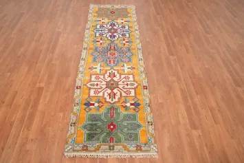 Geometric Oushak Indian Runner Rug 3x8