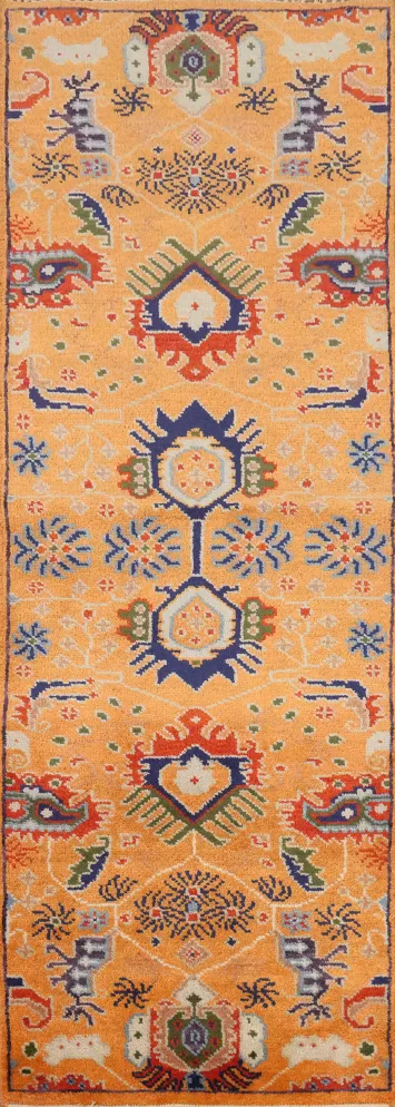 Handmade Wool Oushak Indian Runner Rug 3x8