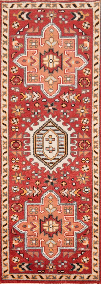 Geometric Kazak Indian Runner Rug 3x8