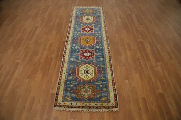 Geometric Kazak Handmade Runner Rug 3x8