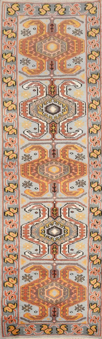 Geometric Kazak Indian Runner Rug 3x10