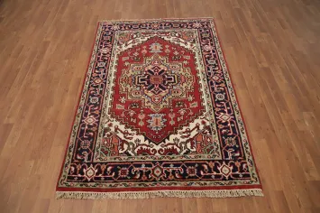 Geometric Heriz Serapi Oriental Rug 4x6