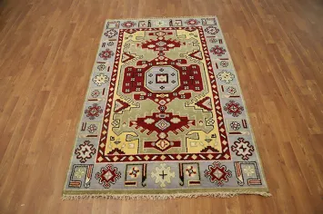Geometric Kazak Handmade Rug 4x6