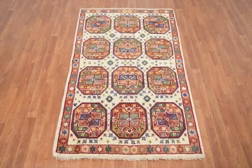 Geometric Kazak Handmade Wool Rug 4x6