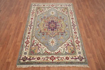 Geometric Heriz Serapi Handmade Wool Rug 4x6