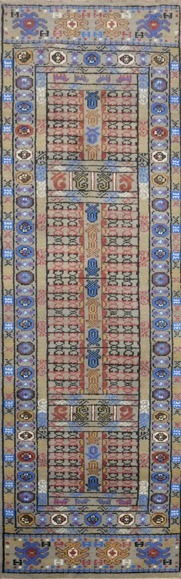 Geometric Kazak Indian Runner Rug 3x10