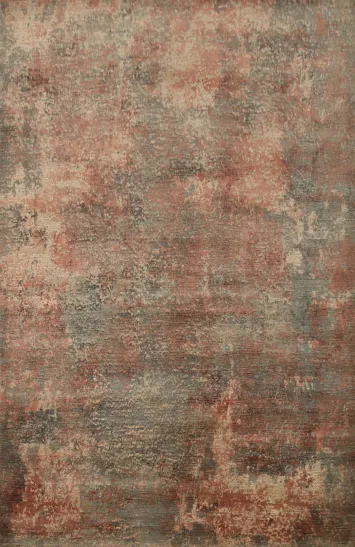 Modern Distressed Look Abstract Rug 5x7 in Earthy Tones