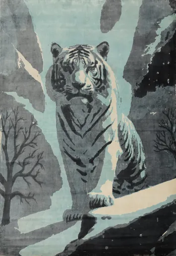 Unique Tiger Design Abstract Area Rug 6x8 for Contemporary Homes