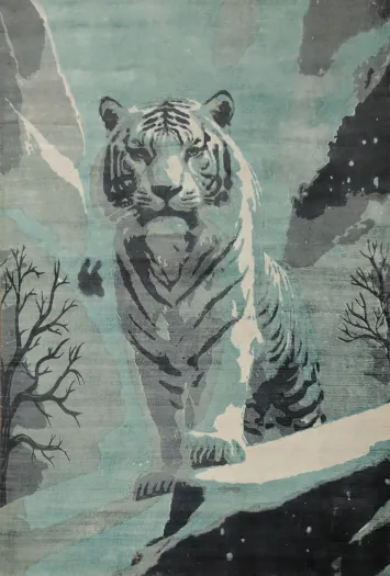 Wilderness Beauty Stunning Tiger Landscape Abstract Area Rug 6x8