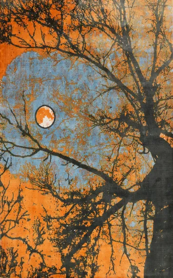 Rustic Autumn Tree Modern Area Rug 5x8 with Soft Earthy Tones