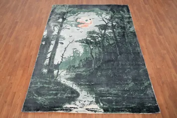 Moonlit Forest Adventure Elegant Modern Area Rug 6x8