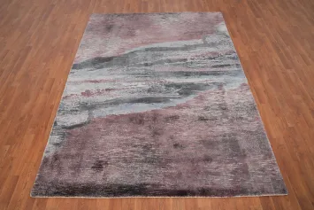 Contemporary Abstract Area Rug 6x8 with Earthy Pink and Gray Tones