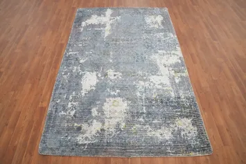 Modern Abstract Area Rug 5x8 with Distressed Look Texture