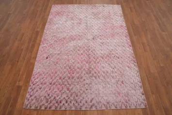 Soft Pink Handmade Textured Modern Abstract Area Rug 5x7