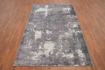 Contemporary Abstract Area Rug 5x8 in Subtle Blush and Neutral Tones