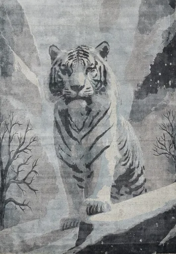 Elegant Tiger Design Area Rug 6x8 Mystical Elegance for Your Living Room