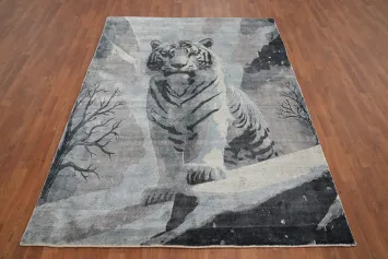 Elegant Tiger Design Area Rug 6x8 Mystical Elegance for Your Living Room