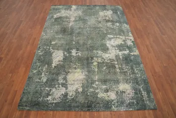 Modern Worn Out Look in Green Abstract Area Rug 6x8