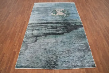 Artistic Ocean-Inspired Abstract Rug 5x7 with Sky Moon Light