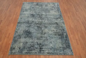 Distressed Look Abstract Area Rug 5x8 with Blue Gray Tones and Texture