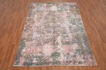 Chic Abstract Area Rug 5x8 with Blush Tones and Distressed Look