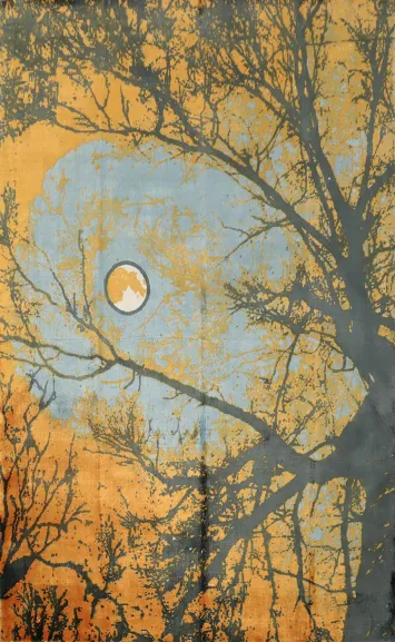 Enchanting Sunset Forest Abstract Area Rug 6x8 with Artistic Tree Patterns