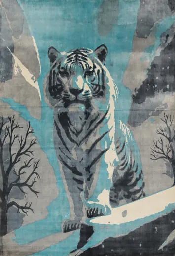 Majestic Tiger Adventure Modern Living Room Abstract Area Rug 6x8