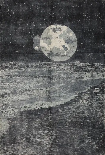 Elegant Moon Ocean Modern Area Rug 6x8 for Tranquil Ambiances