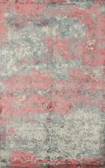 Luxury Blush and Gray Abstract Rug 4x6 for Elegant Interior Spaces