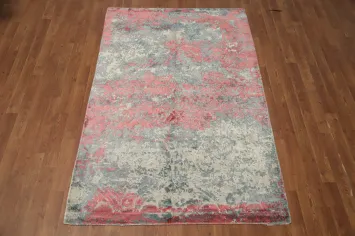 Luxury Blush and Gray Abstract Rug 4x6 for Elegant Interior Spaces