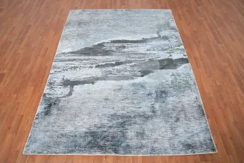 Cool Blue Abstract Area Rug 6x8 for Modern Living Rooms