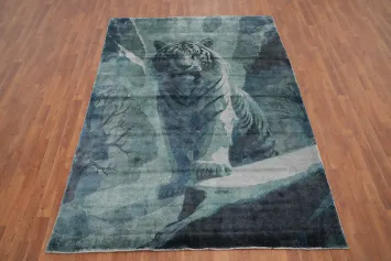 Tiger Elegance Abstract Area Rug 6x8 for Contemporary Living Space