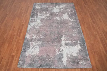 Distressed Look Abstract Handmade Area Rug 5x8