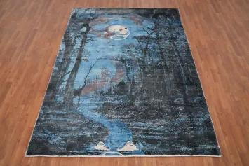 Mystical Forest Dreamscape Abstract Area Rug 6x8